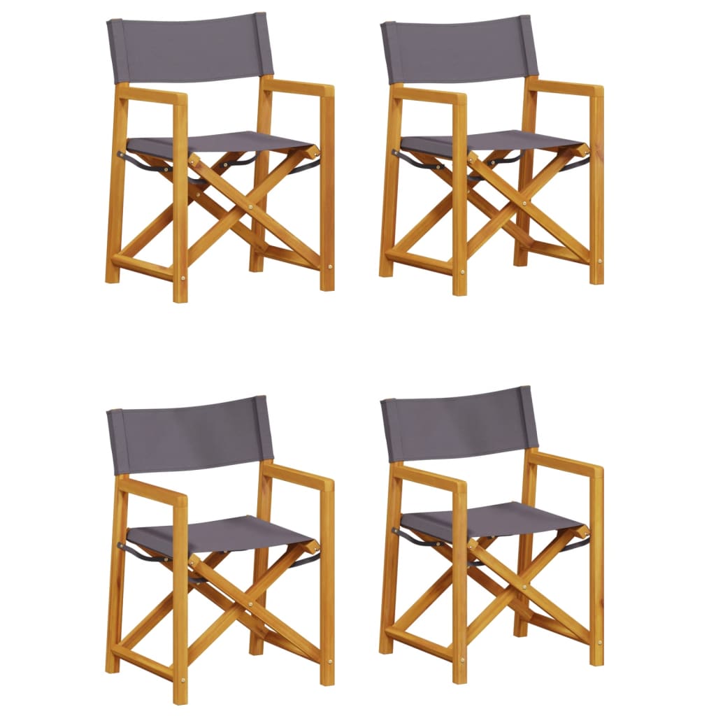 4 pcs Folding Garden Chairs Dark Grey Fabric