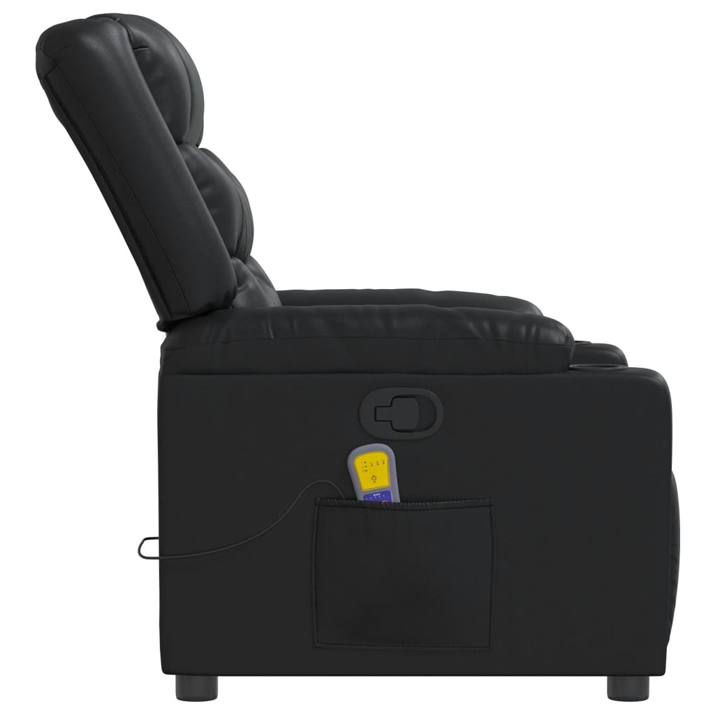 Massage Recliner Chair Black Faux Leather