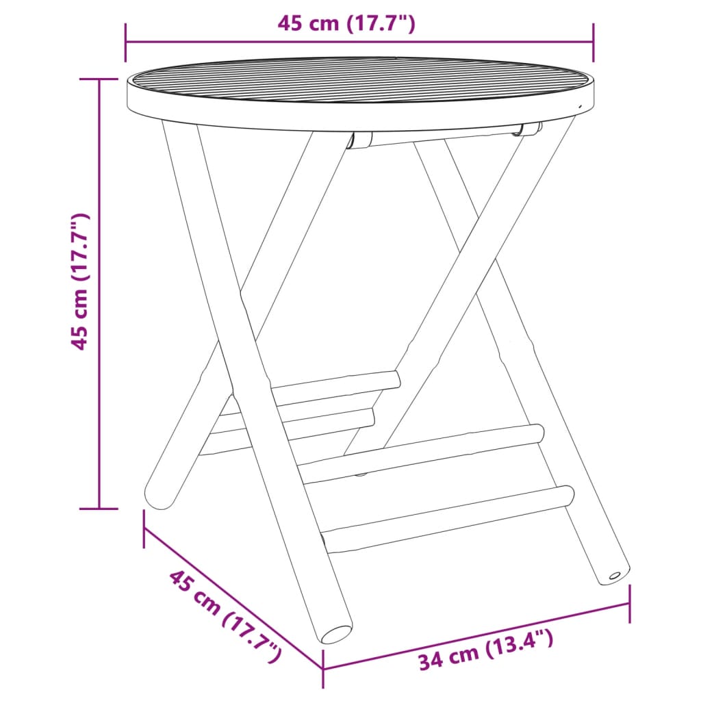 Folding Garden Table Ø45x45 cm Bamboo