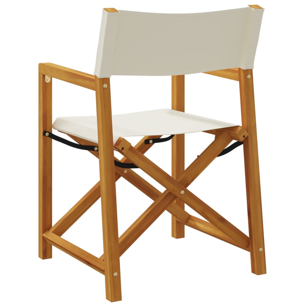 Folding Director Chairs 2 pcs Cream White Fabric