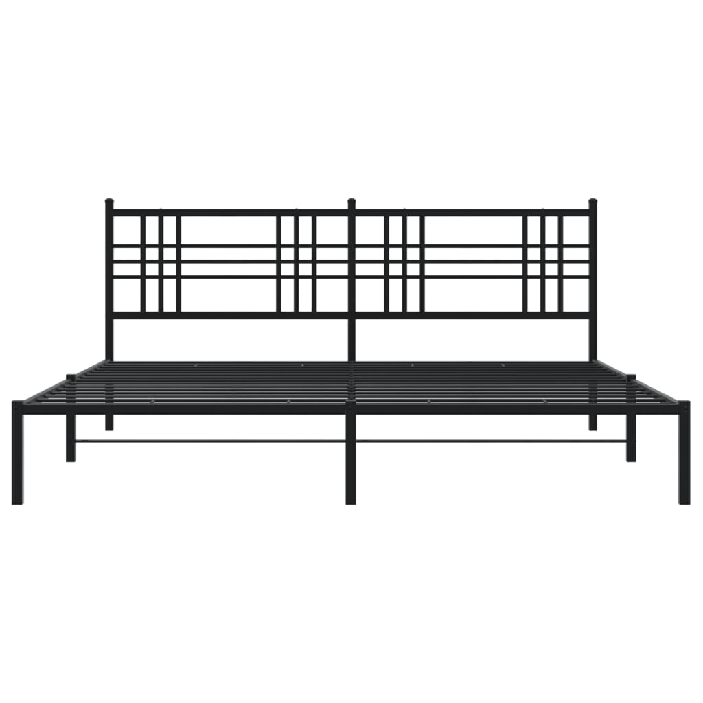 Metal Bed Frame without Mattress with Headboard Black 183x203 cm King