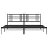 Metal Bed Frame without Mattress with Headboard Black 183x203 cm King