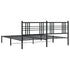 Metal Bed Frame without Mattress with Headboard Black 183x203 cm King