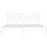 Metal Bed Frame without Mattress with Headboard White 183x203 cm King