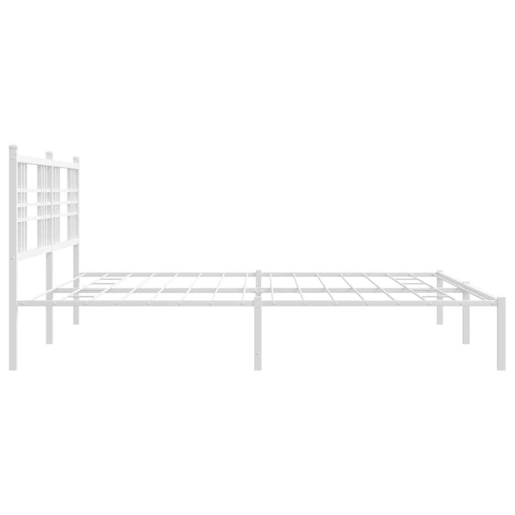 Metal Bed Frame without Mattress with Headboard White 183x203 cm King