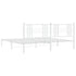 Metal Bed Frame without Mattress with Headboard White 183x203 cm King