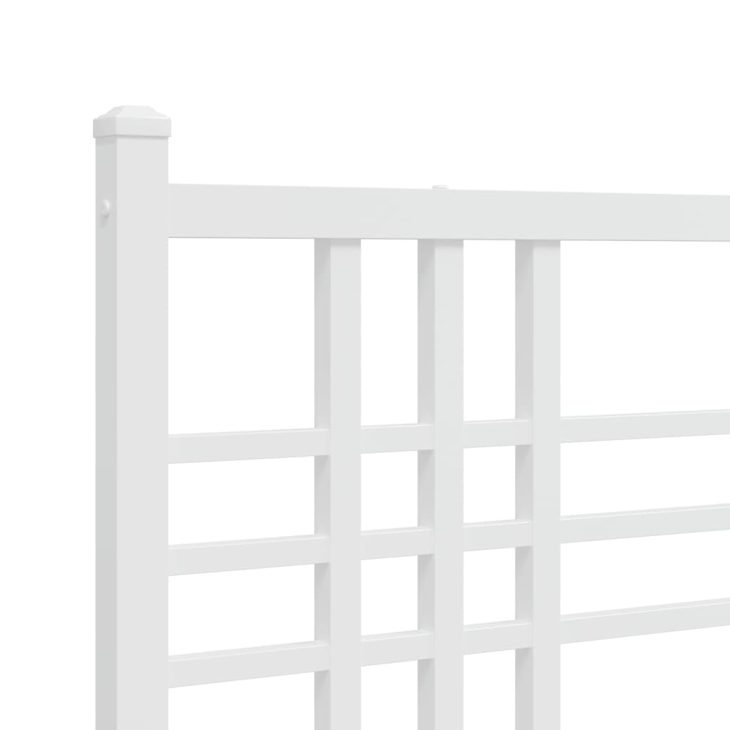 Metal Bed Frame without Mattress with Headboard White 183x203 cm King