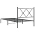 Metal Bed Frame with Headboard Black 90x190 cm