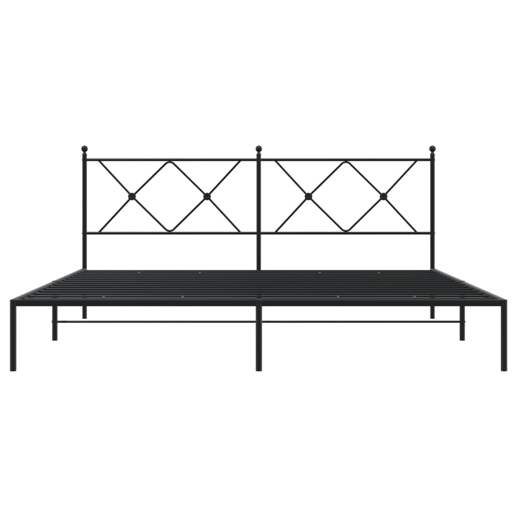 Metal Bed Frame without Mattress with Headboard Black 183x203 cm King