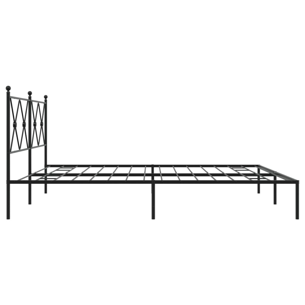 Metal Bed Frame without Mattress with Headboard Black 183x203 cm King