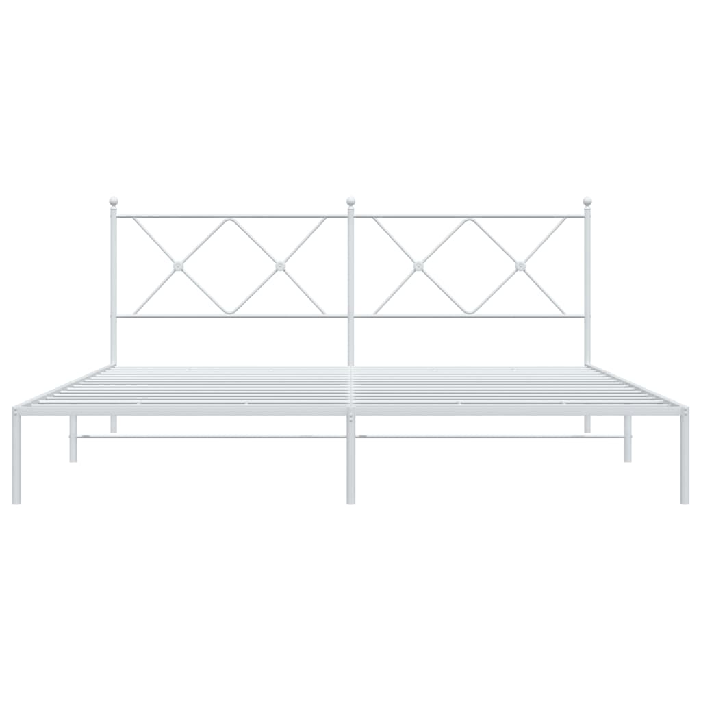 Metal Bed Frame without Mattress with Headboard White 183x203 cm King