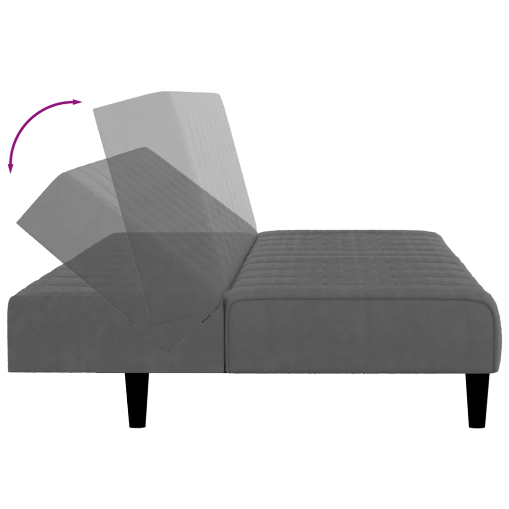 2-Seater Sofa Bed Dark Grey Velvet