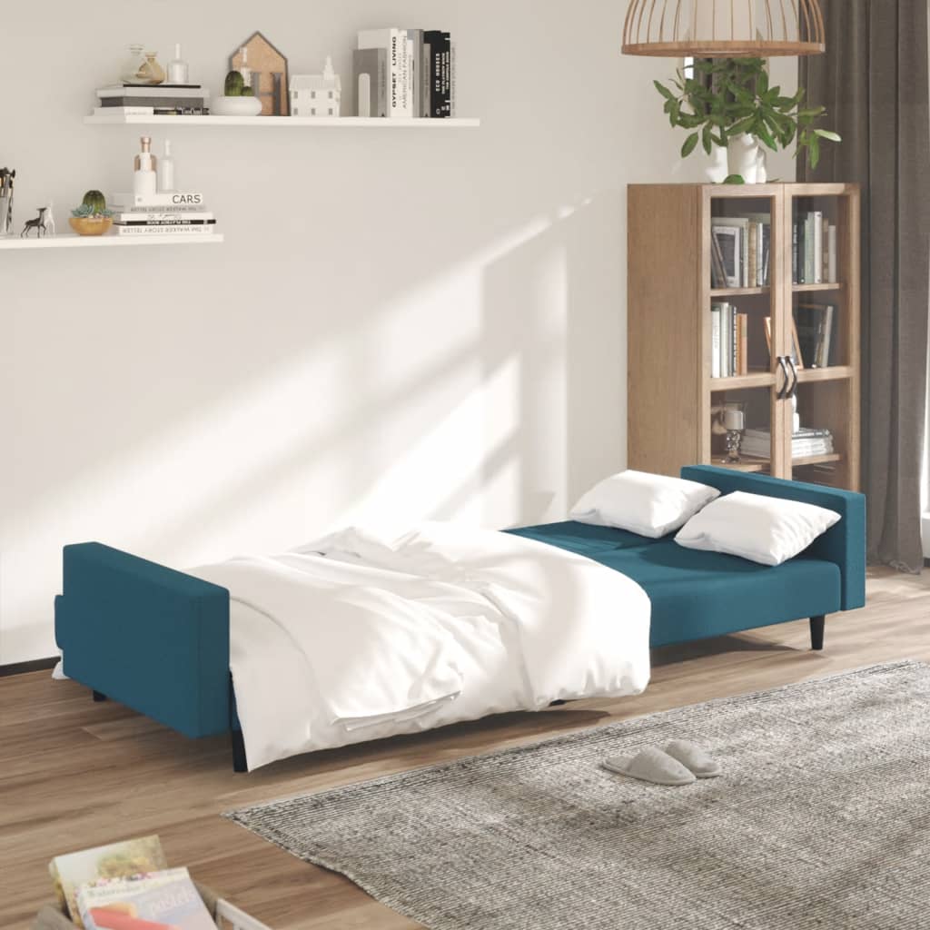 2-Seater Sofa Bed Blue Velvet