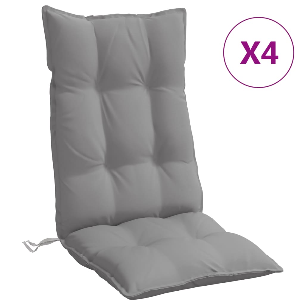 Highback Chair Cushions 4 pcs Grey Oxford Fabric