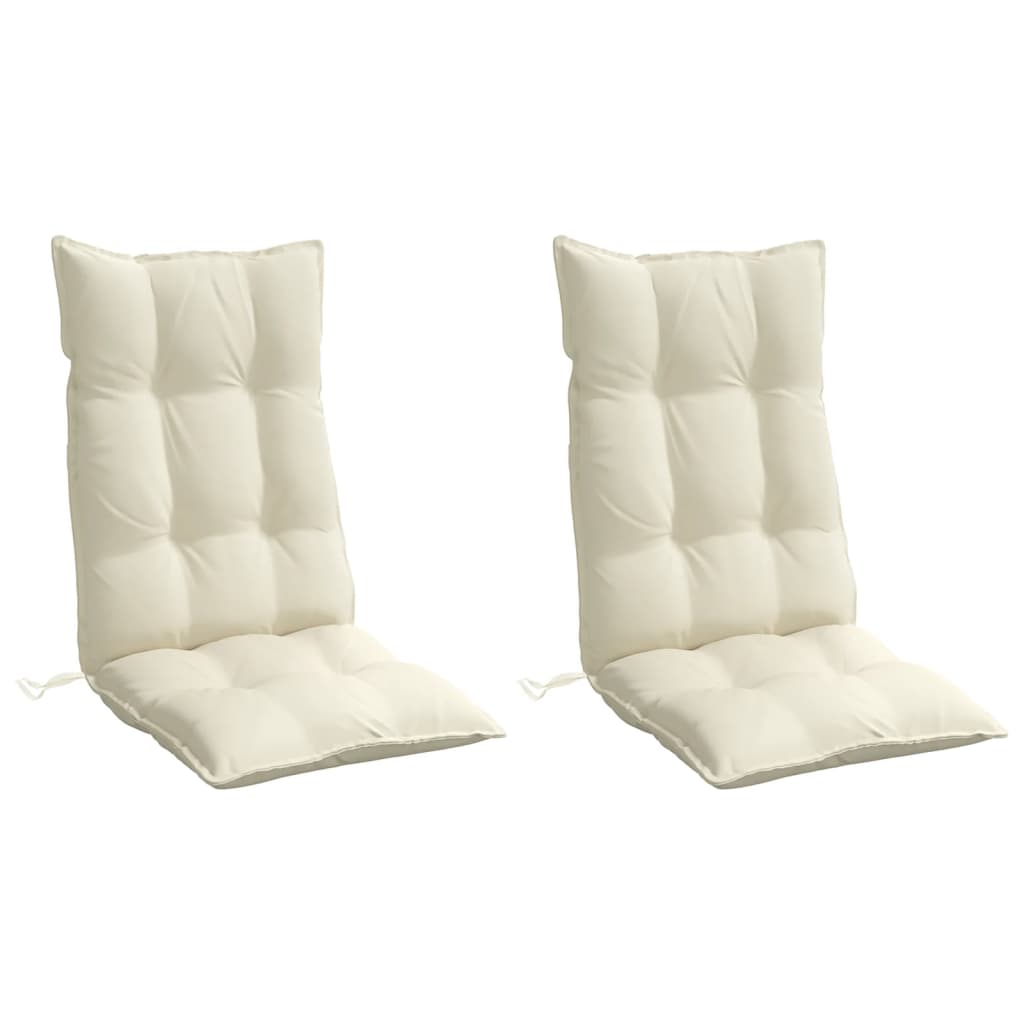 Highback Chair Cushions 2 pcs Cream Oxford Fabric