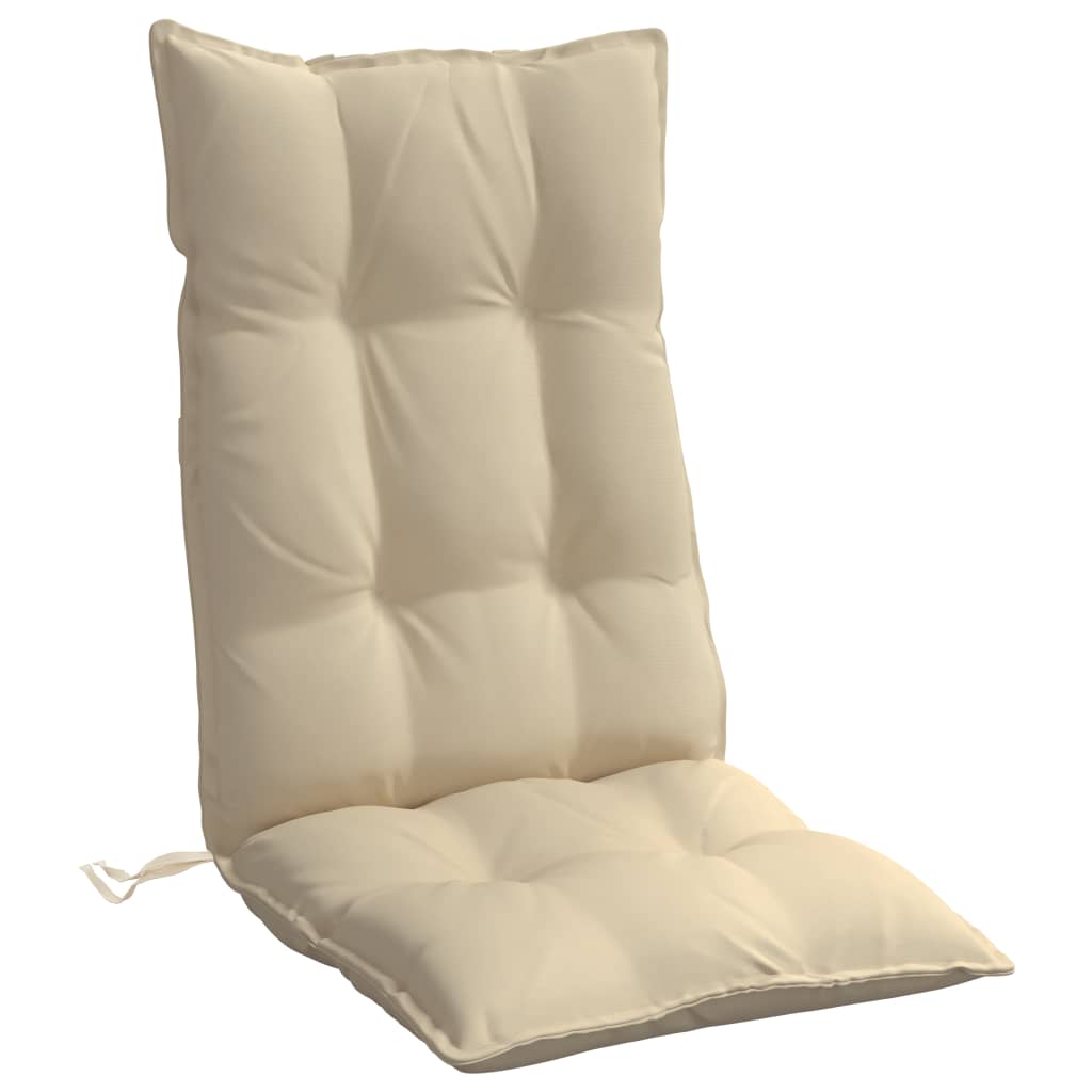 Highback Chair Cushions 2 pcs Beige Oxford Fabric