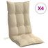 Highback Chair Cushions 4 pcs Beige Oxford Fabric