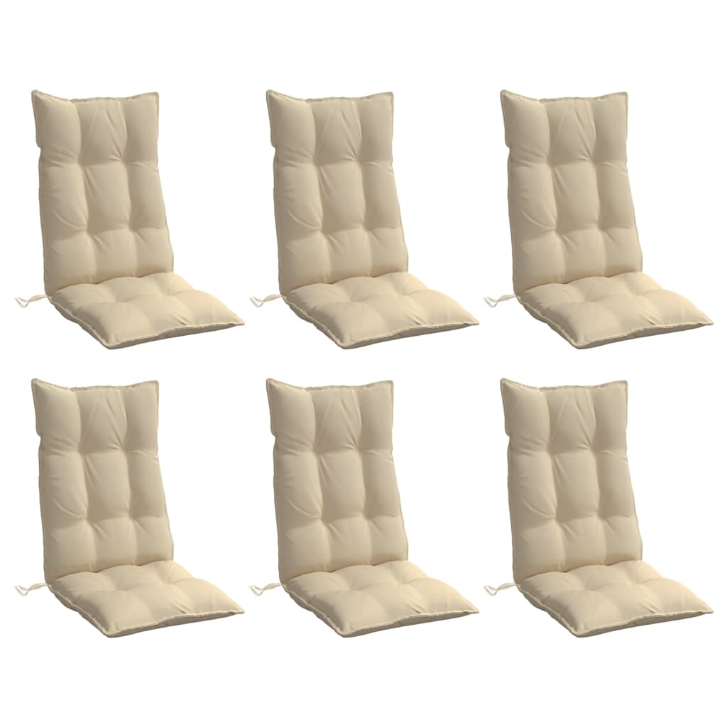 Highback Chair Cushions 6 pcs Beige Oxford Fabric