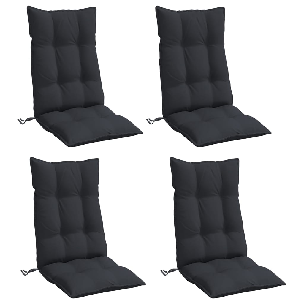 Highback Chair Cushions 4 pcs Black Oxford Fabric