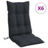 Highback Chair Cushions 6 pcs Black Oxford Fabric