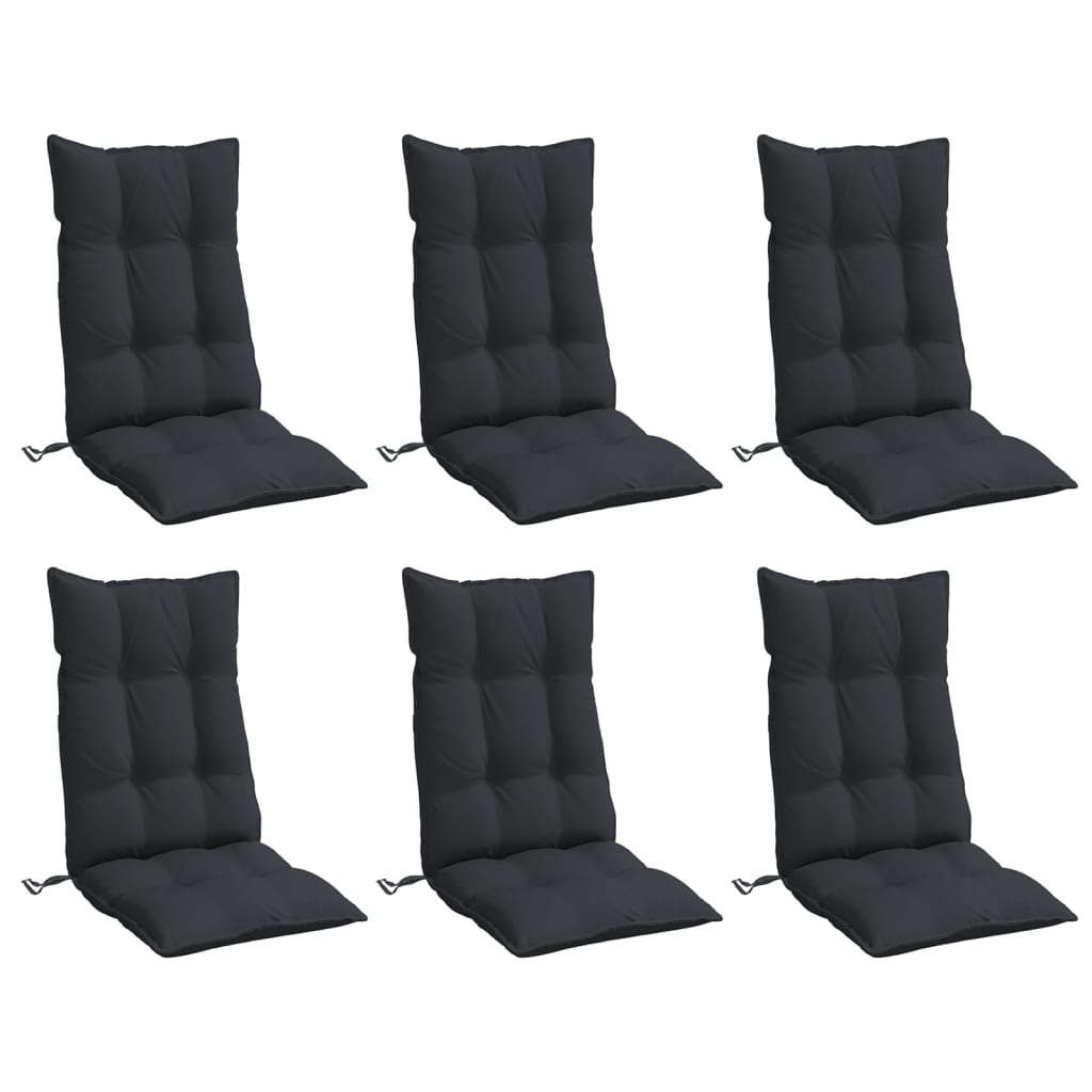 Highback Chair Cushions 6 pcs Black Oxford Fabric