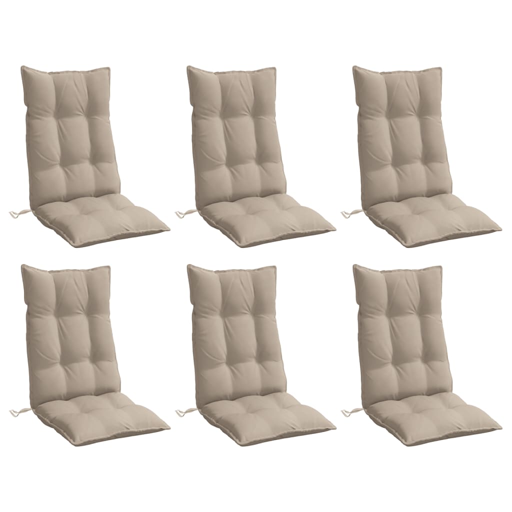 Highback Chair Cushions 6 pcs Taupe Oxford Fabric