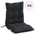 Lowback Chair Cushions 6 pcs Black Oxford Fabric