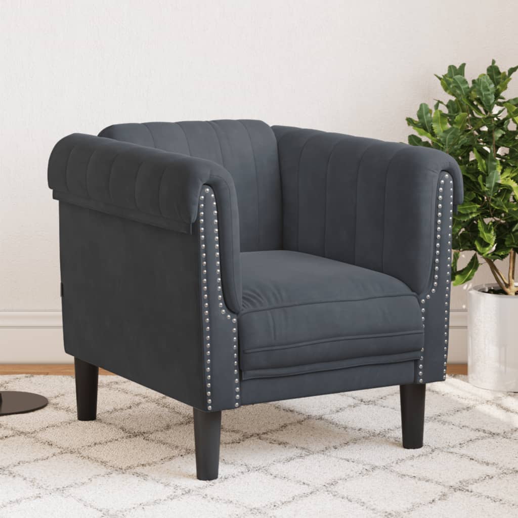 Sofa Chair Dark Grey Velvet