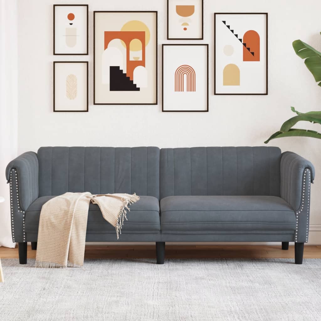 Sofa 3-Seater Dark Grey Velvet