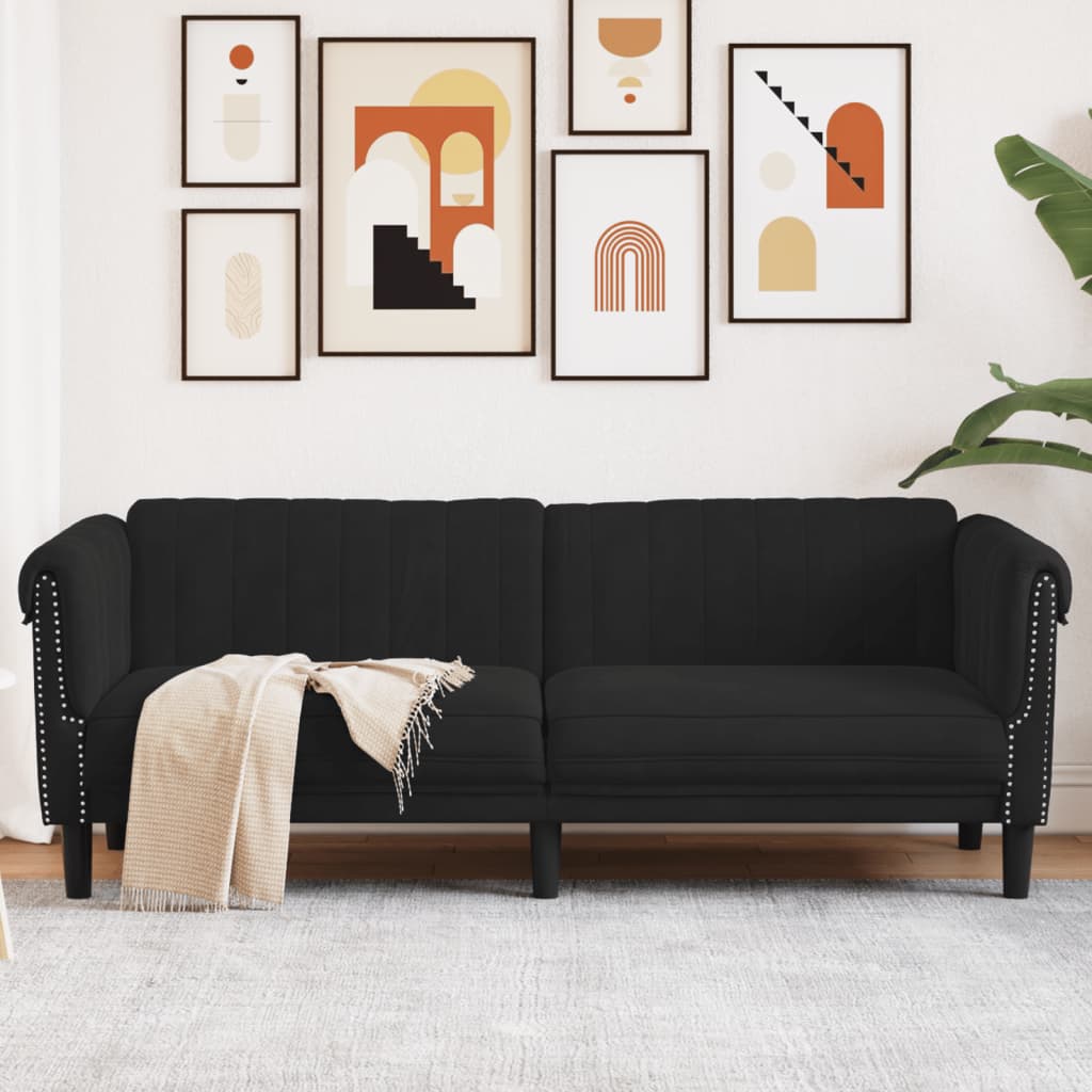 Sofa 3-Seater Black Velvet