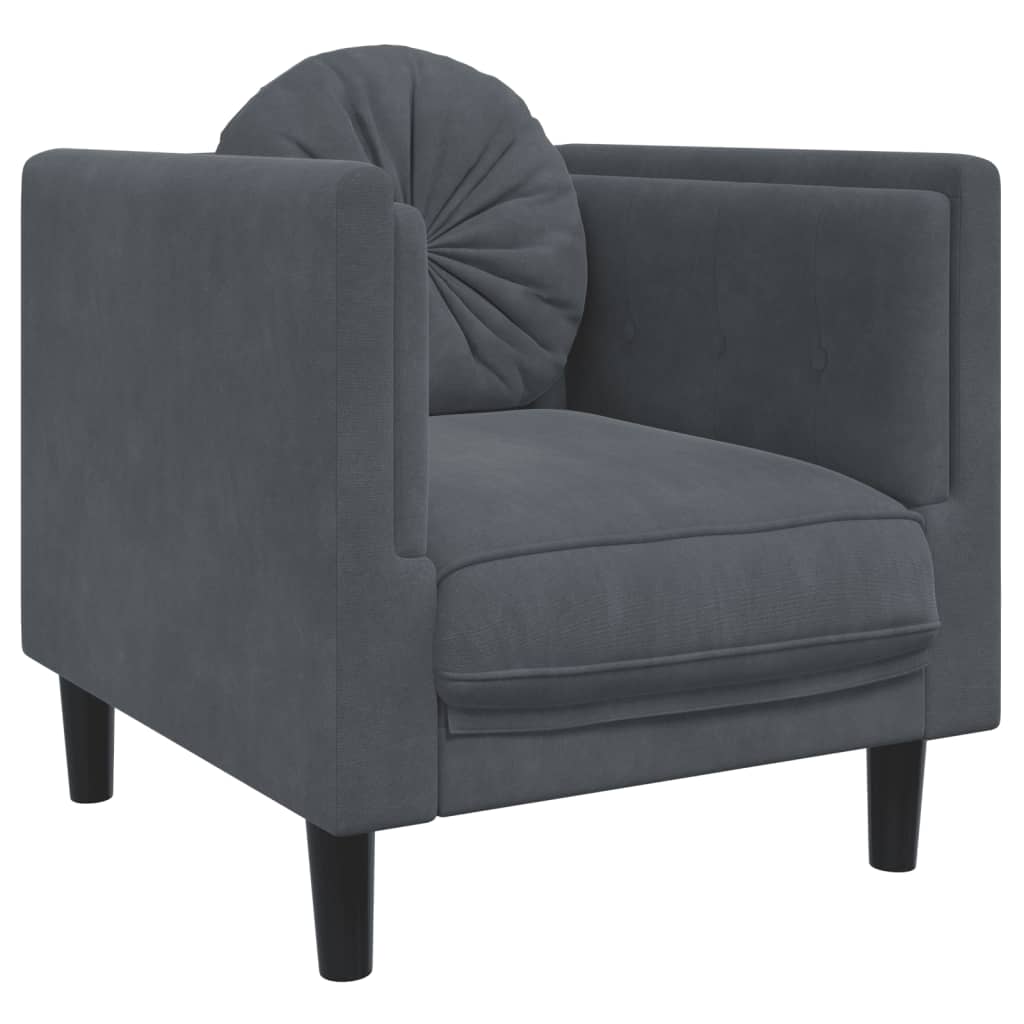 Sofa Chair with Cushion Dark Grey Velvet
