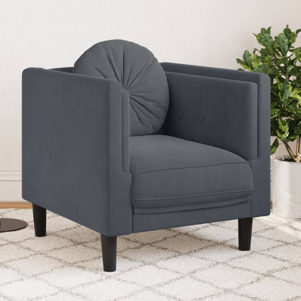 Sofa Chair with Cushion Dark Grey Velvet
