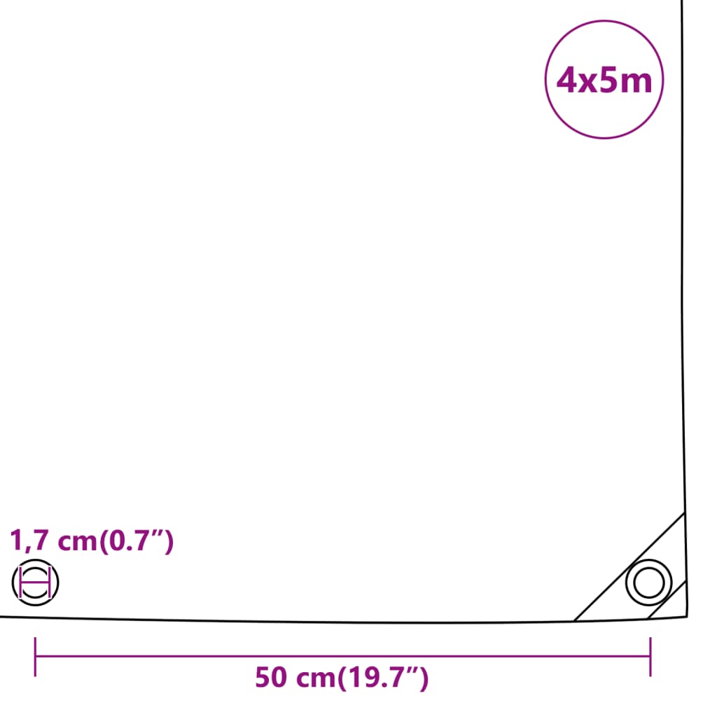 Tarpaulin Anthracite 4x5 m 650 g/m²