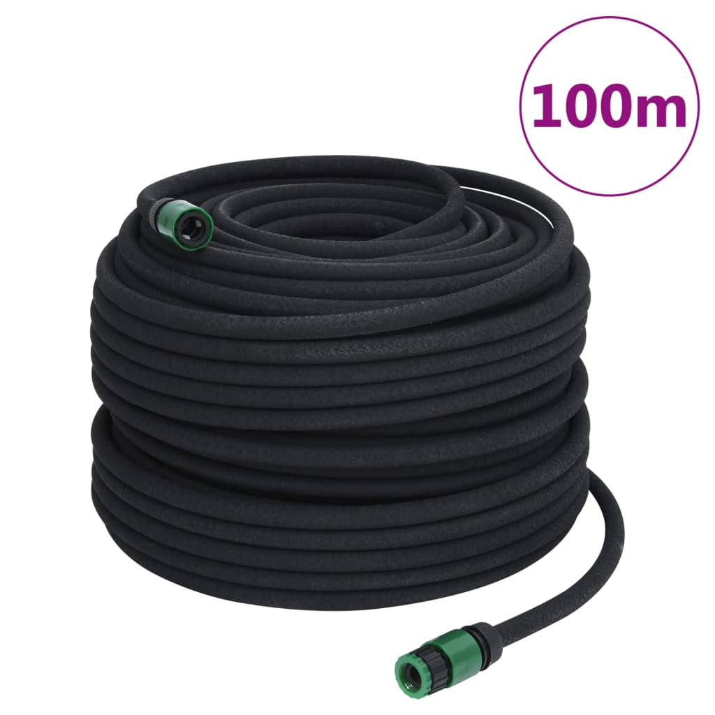 Garden Soaker Hose Black 0.6" 100 m Rubber