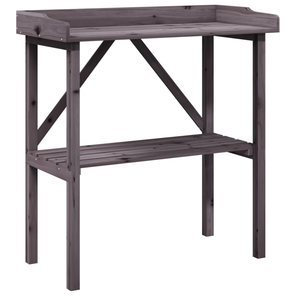 Plant Table with Shelf Grey 78x38x82.5 cm Solid Wood Fir