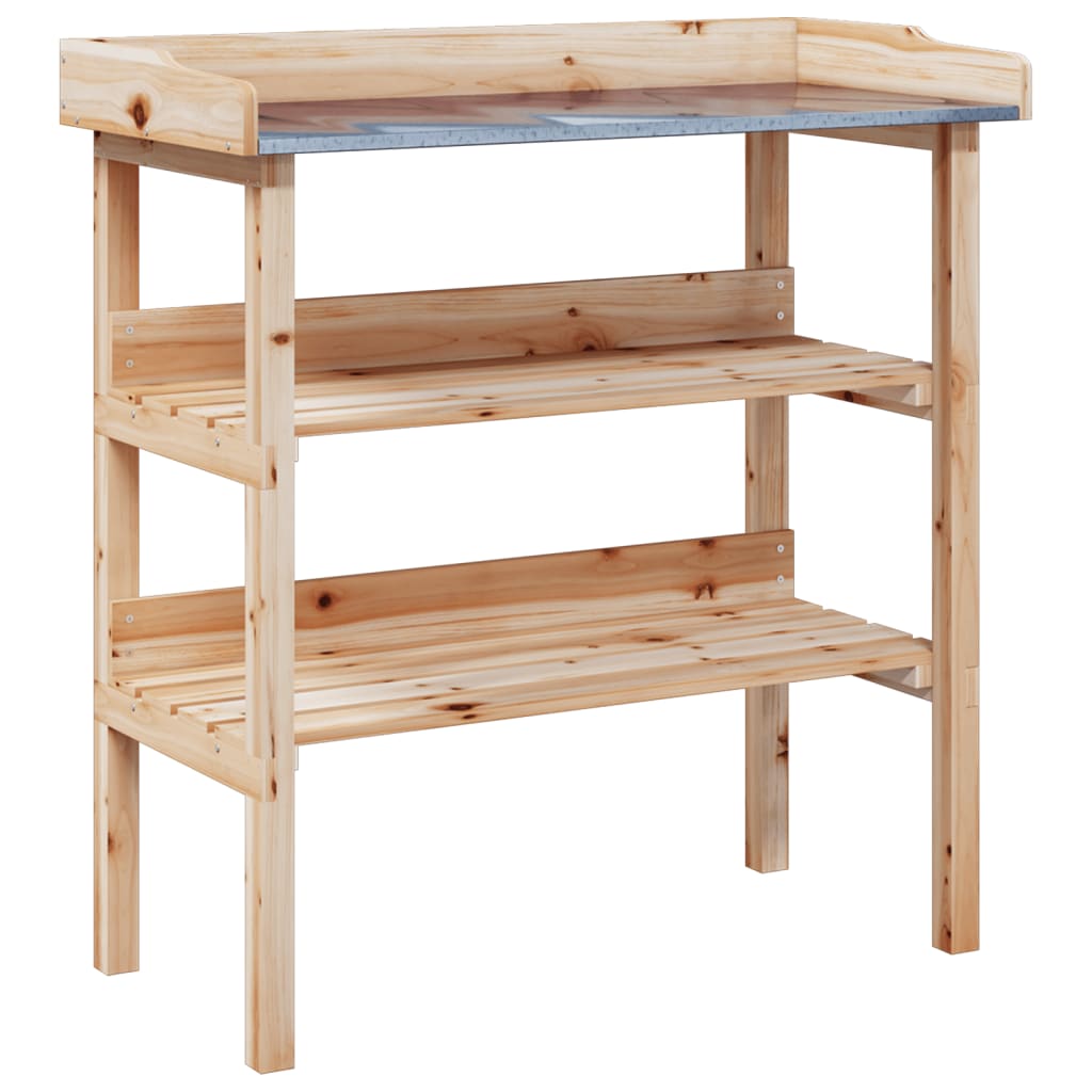 Plant Table with Shelves 78x38x82.5 cm Solid Wood Fir