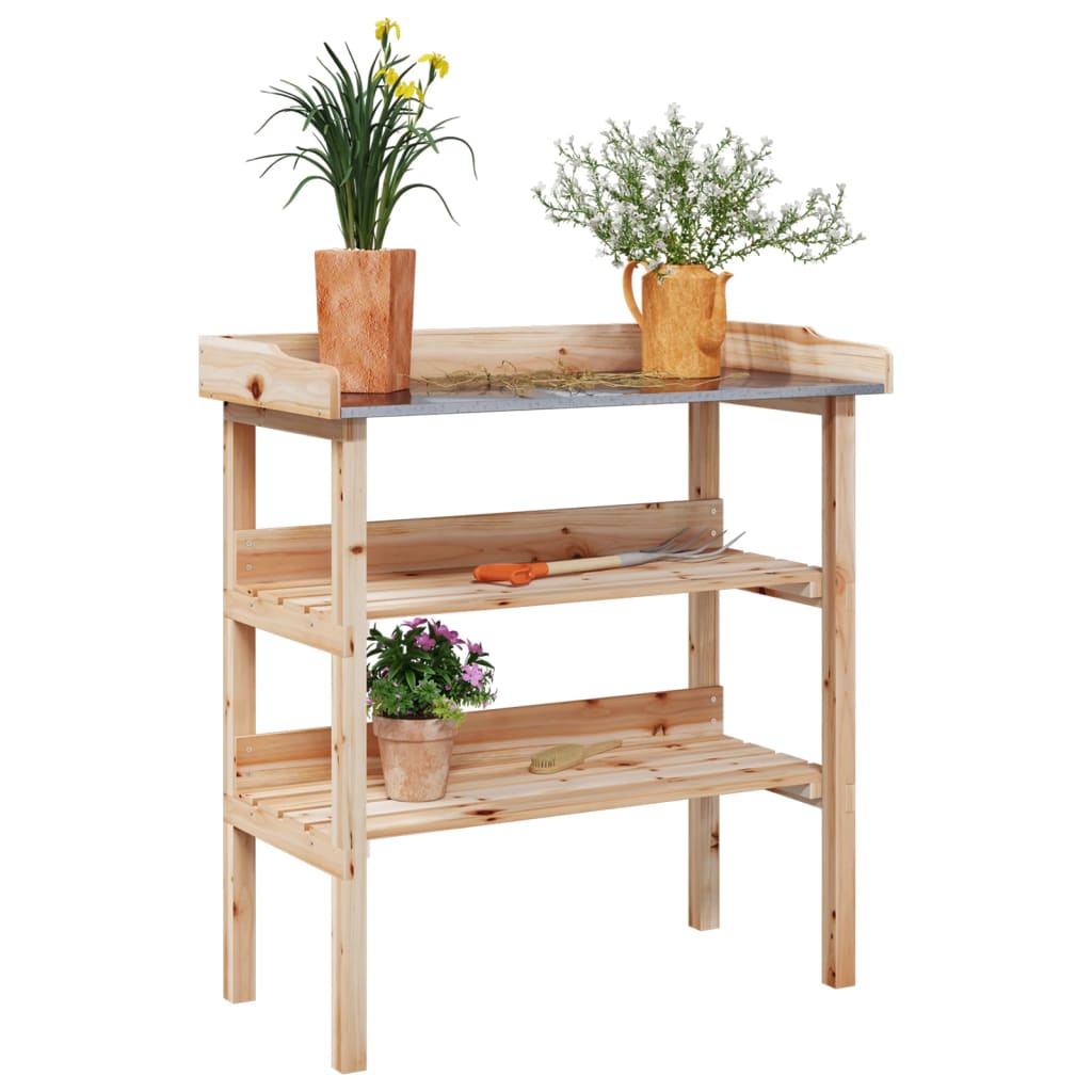 Plant Table with Shelves 78x38x82.5 cm Solid Wood Fir