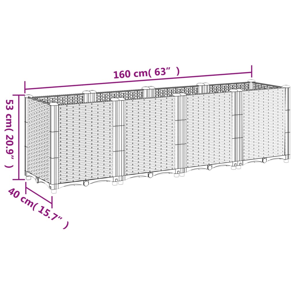 Garden Planter Blue Grey 160x40x53 cm PP