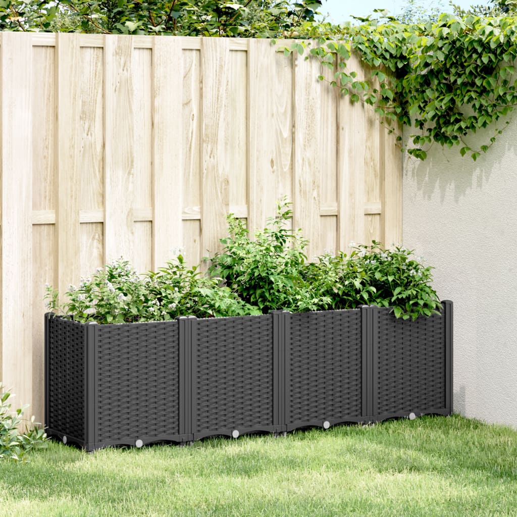 Garden Planter Black 160x40x53 cm PP