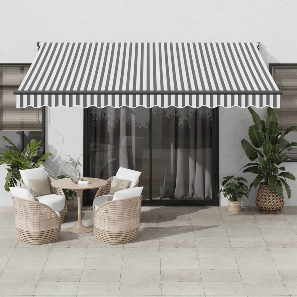 Retractable Awning Anthracite and White 4x3 m Fabric&Aluminium