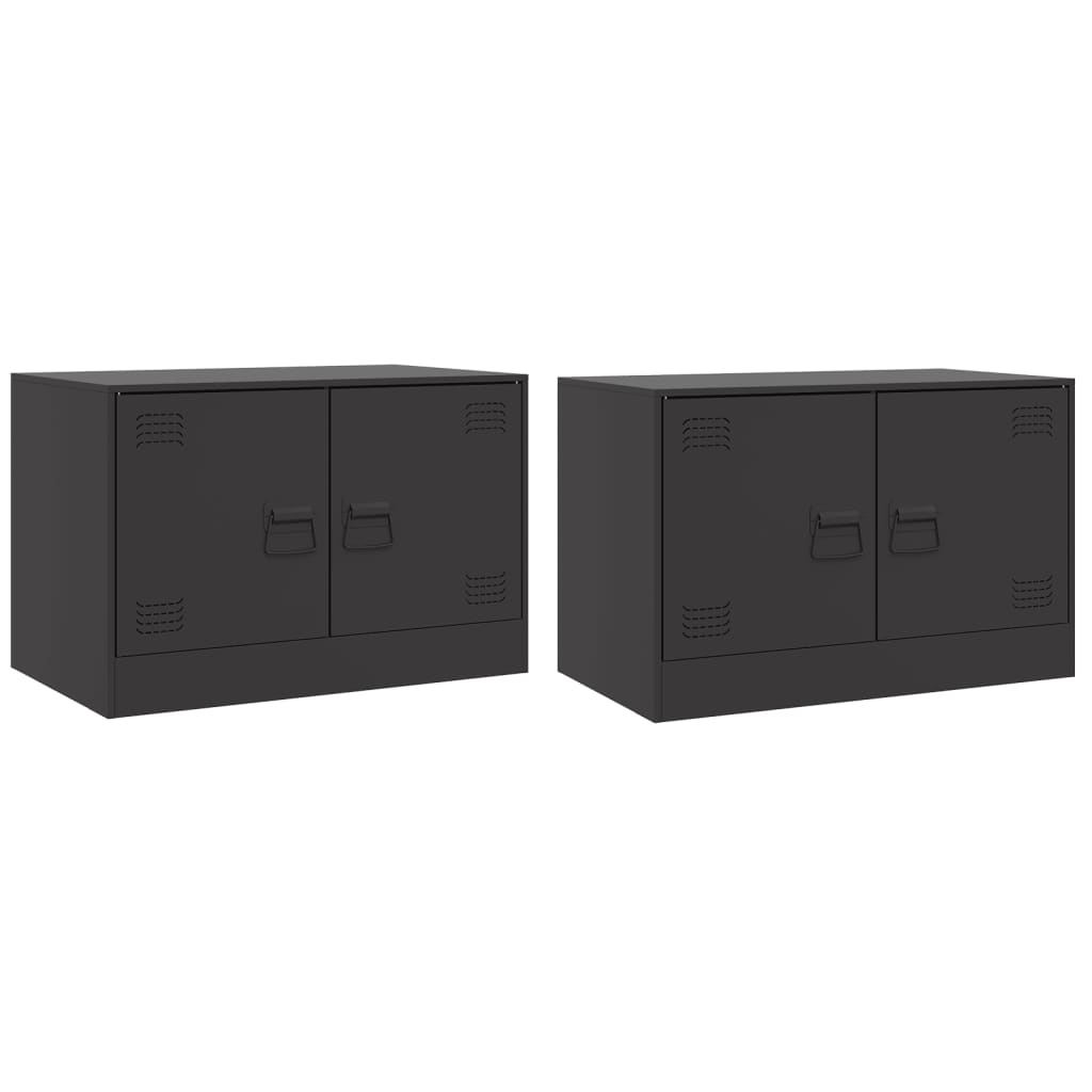 TV Cabinets 2pcs Black 67x39x44 cm Steel