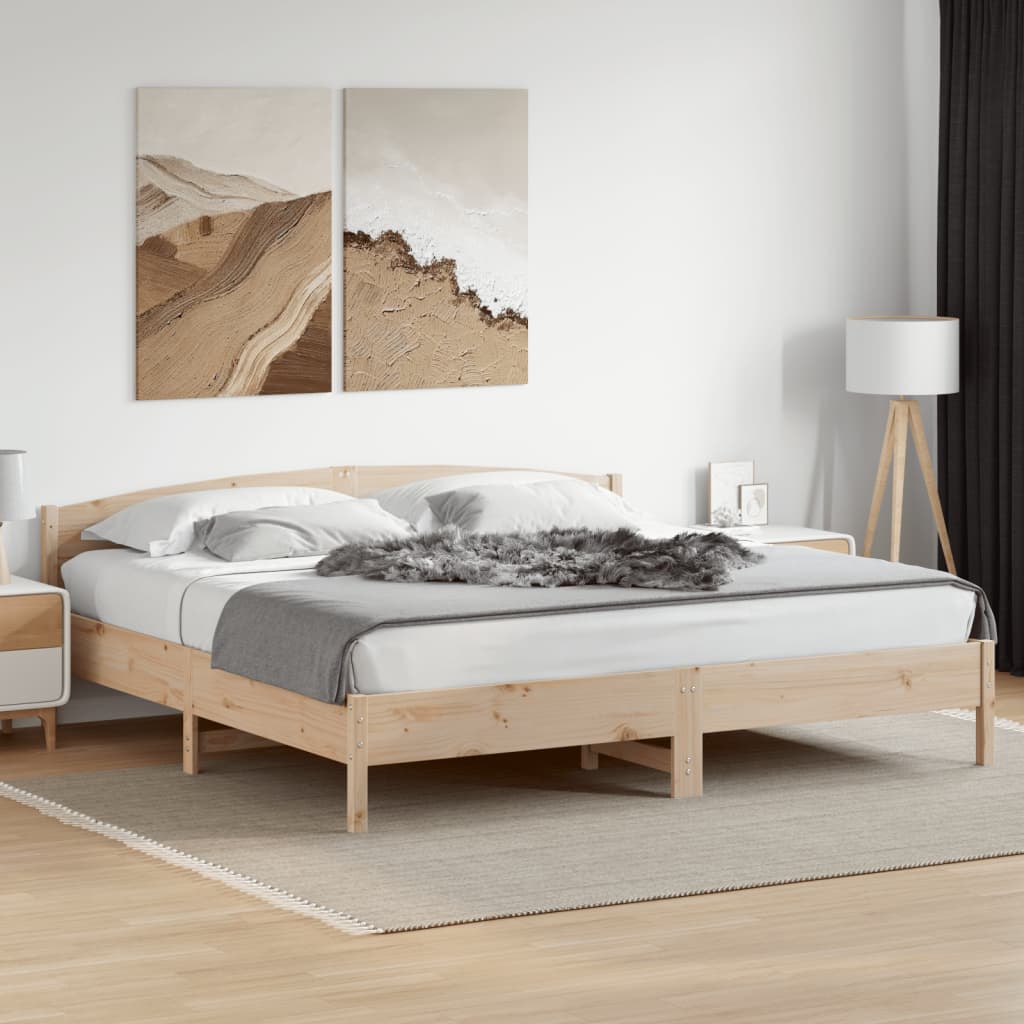 Bed Frame without Mattress 183x203 cm King Solid Wood Pine