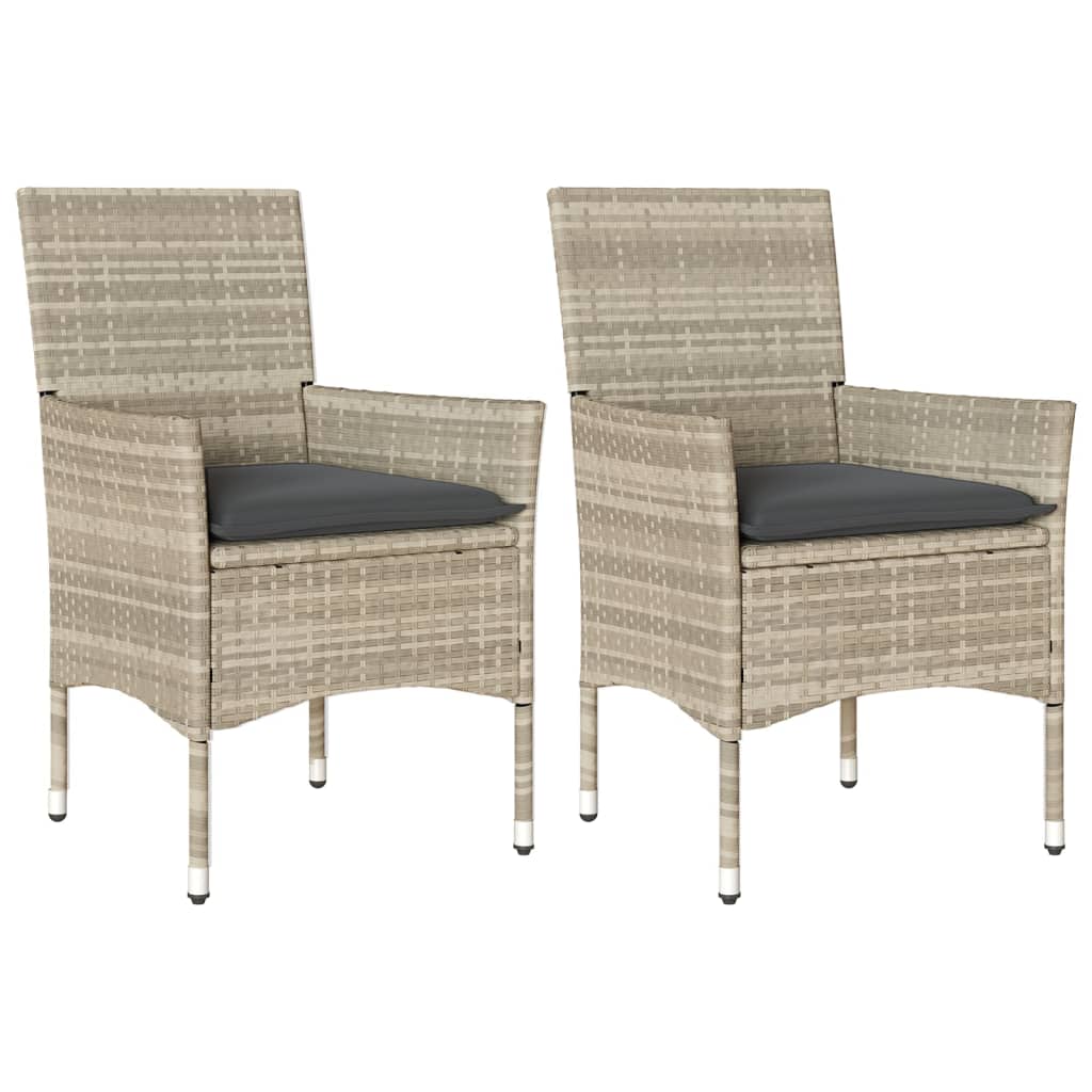 Garden Chairs with Cushions 2 pcs Light Grey Poly Rattan