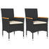 Garden Chairs with Cushions 2 pcs Black Poly Rattan