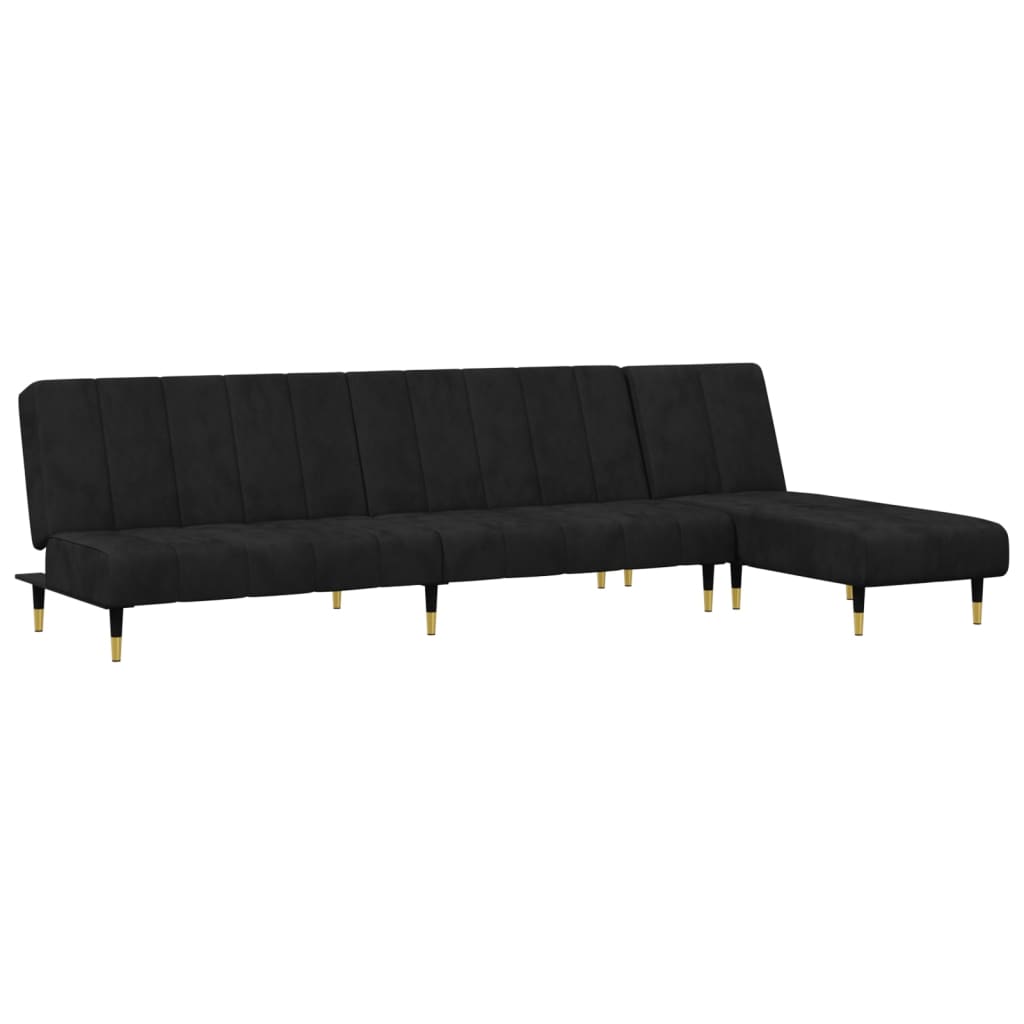 2 Piece Sofa Set Black Velvet