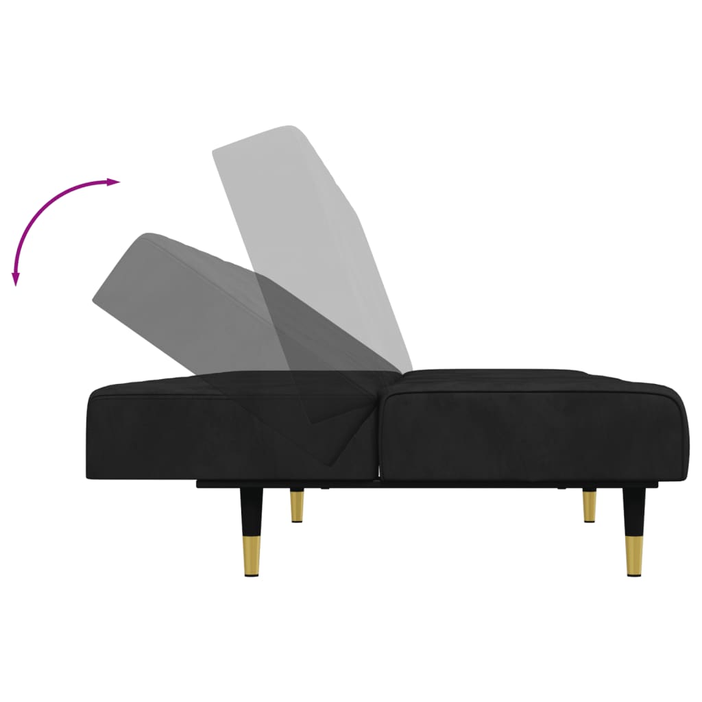 2 Piece Sofa Set Black Velvet