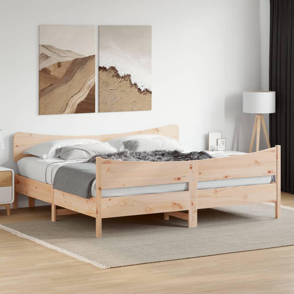 Bed Frame without Mattress 183x203 cm King Solid Wood Pine