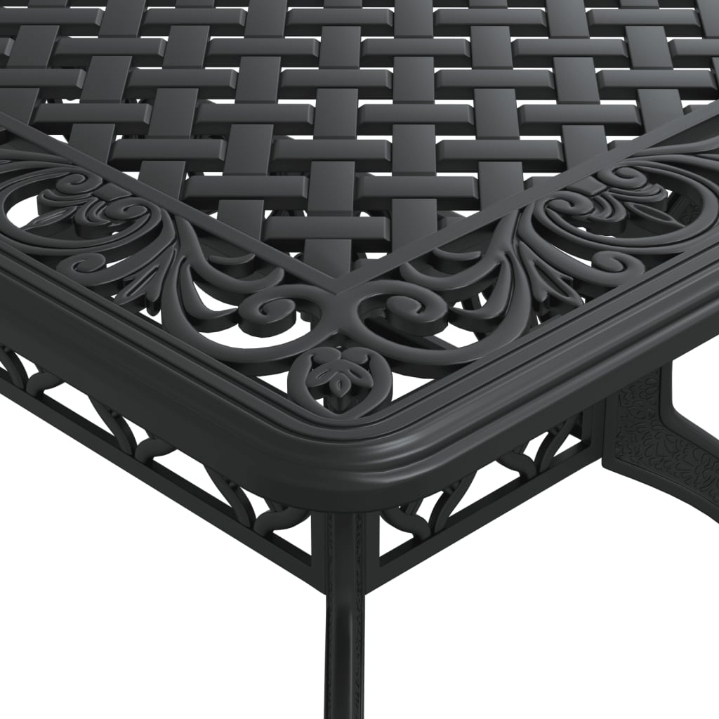 5 Piece Garden Dining Set Black Cast Aluminium