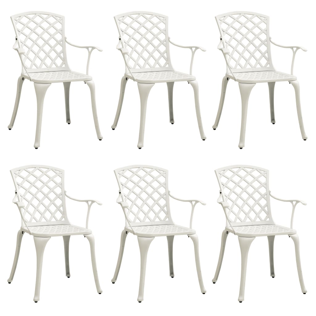 Garden Chairs 6 pcs Cast Aluminium White