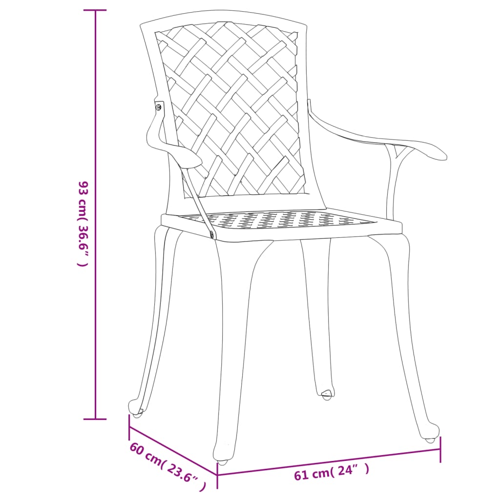 Garden Chairs 6 pcs Cast Aluminium White